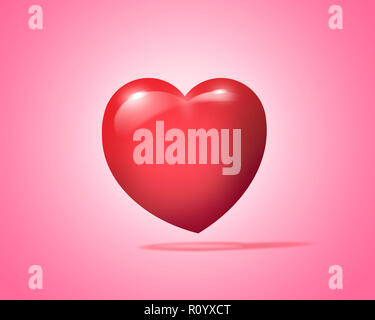 Forme de coeur rouge sur fond rose contre Banque D'Images