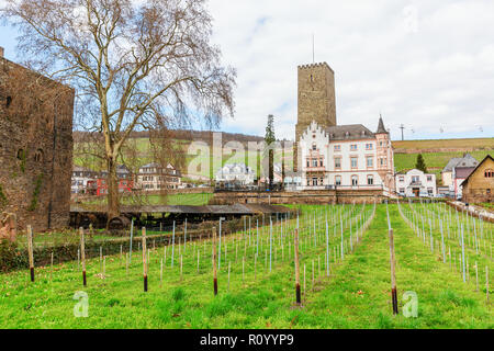 Ruedesheim am Rhein, Allemagne - 05 Avril 2018 : Boosenburg à Ruedesheim. Le château fut probablement construit à la fin du 12e siècle Banque D'Images