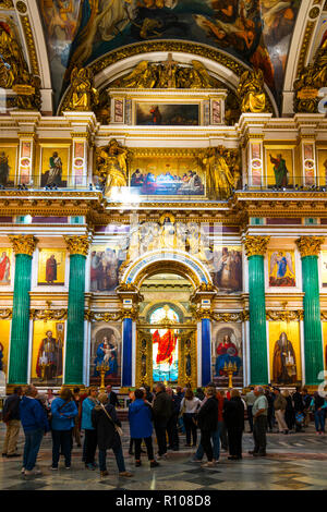 Les murs intérieurs et le plafond, la Cathédrale St Isaac Church St Saint Petersburg, Fédération de Sankt Peterburg, anciennement (1914-24) et de Pétrograd (1924-1991) Lénine Banque D'Images