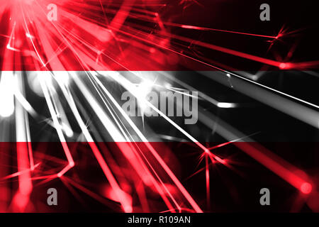 L'Autriche d'artifice lumineux drapeau mousseux. Nouvelle année 2019 et de noël brillant concept futuriste parti drapeau Banque D'Images
