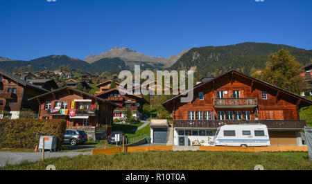 Grindelwald, Suisse - Oct 21, 2018. La ville de montagne de Grindelwald, Suisse. Grindelwald était l'une des premières stations touristiques en Europe. Banque D'Images