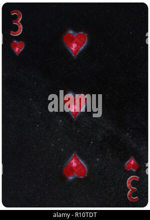 Trois des coeurs jeu de carte Abstract Background Banque D'Images