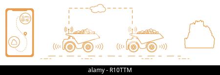 Transports intelligents et de camionnage. La surveillance et le contrôle des entreprises de camionnage. Les nouvelles technologies. Illustration de Vecteur