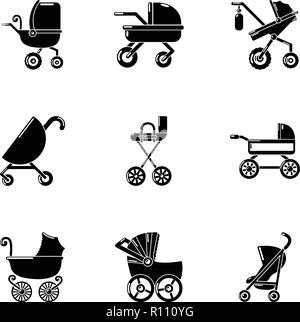 Icons set Baby buggy, le style simple Illustration de Vecteur