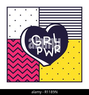 PWR LRG devis court. Girl Power cute dessin illustration Illustration de Vecteur