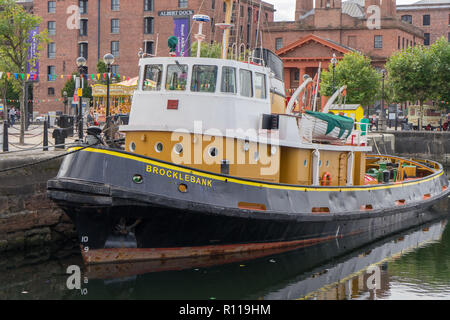 Le moteur du remorqueur restauré Brocklebank, le seul digne de la mer d'un navire appartenant à British Museum, le Merseyside Maritime Museum. Banque D'Images