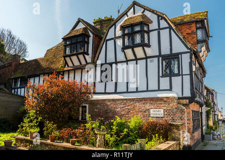 Maison à pans de bois sur All Saints Street, Old Town, Hastings, East Sussex, Angleterre Banque D'Images