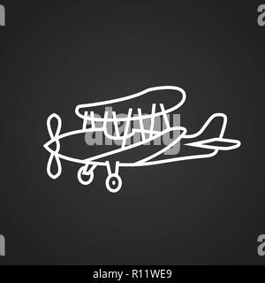 Avion ligne fine sur fond noir Illustration de Vecteur