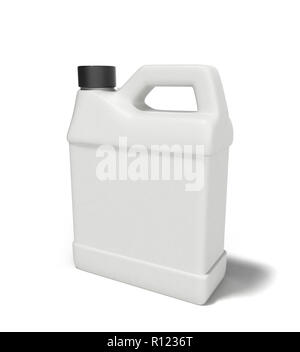 Plastique blanc cartouche pour l'huile de moteur isolé sur fond blanc Banque D'Images