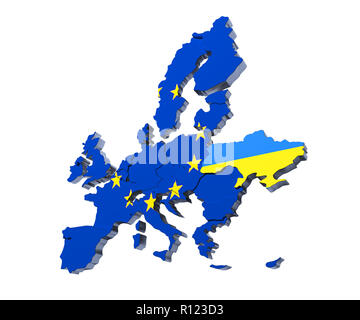 Carte politique de l'Union européenne image 3D reconstruite sur blanc Banque D'Images