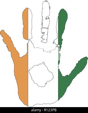 Orange, blanc, vert couleur du drapeau. vecteur main dans la forme du drapeau de la Côte d'ivoire. Illustration de Vecteur