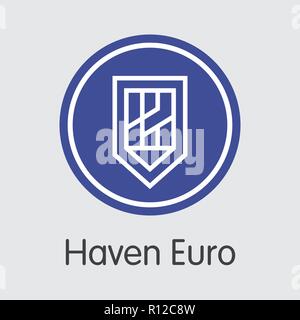 Haven Euro - Cryptocurrency signe commercial. Icône vecteur Illustration de Vecteur