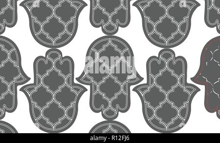 L'arabe sans couture main de Fatima khamsa motif de fond dans le vector illustration Illustration de Vecteur