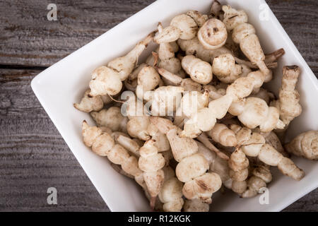 Japanese crosne Stachys affinis tubercules légume racine rhizome closeup Banque D'Images