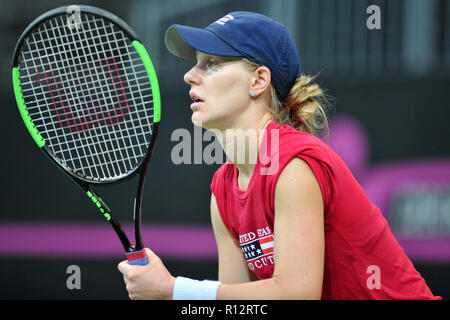 Prague, République tchèque. Nov 8, 2018. Alison Riske des États-Unis au cours de la pratique de l'avant de la finale 2018 de la Fed Cup entre la République tchèque et les États-Unis d'Amérique à Prague en République tchèque. La République tchèque devra faire face aux États-Unis dans le groupe mondial de Fed Cup Tennis les 10 et 11 novembre 2018. Credit : Slavek Ruta/ZUMA/Alamy Fil Live News Banque D'Images