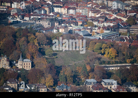 Stuttgart, Allemagne. 07Th Nov, 2018. Vue depuis la tour de télévision, du centre-ville avec la Karlshöhe. Credit : Marijan Murat/dpa/Alamy Live News Banque D'Images