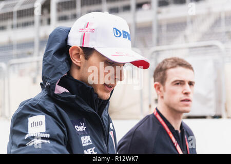 Sao Paulo, Brésil. 8Th Nov 2018. Le pilote Esteban OCON, FRA, POINT DE COURSE Force India F1 Team, au cours de la Formule 1 2018 Grand Prix du Brésil qui s'est tenue à l'Autodrome de circuit d'Interlagos à São Paulo, SP. (Photo : Victor Eleutério/Fotoarena) Crédit : Foto Arena LTDA/Alamy Live News Banque D'Images