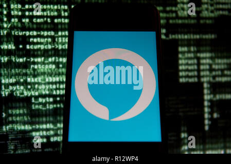 Cracovie, Pologne. Nov 8, 2018. Amazon Alexa logo est vu dans un appareil mobile Android. Credit : Omar Marques/SOPA Images/ZUMA/Alamy Fil Live News Banque D'Images