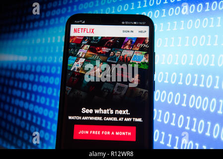 Cracovie, Pologne. Nov 8, 2018. App Netflix est vu sur un appareil mobile Android. Credit : Omar Marques/SOPA Images/ZUMA/Alamy Fil Live News Banque D'Images