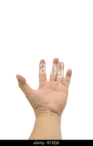 Main sur isolé sur fond blanc.Cela avait clipping path Banque D'Images