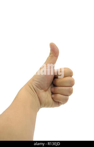 Main sur isolé sur fond blanc.Cela avait clipping path Banque D'Images