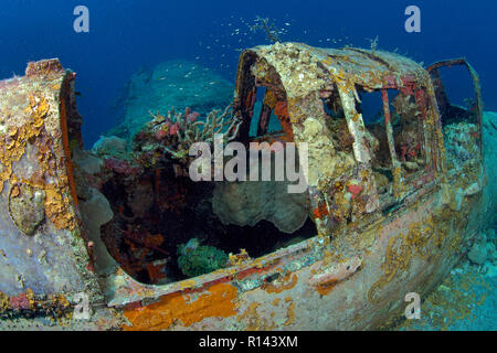 Envahi de pilotage d'un Zerofighter américain, s'est écrasé à WW II, Palau, Micronésie Banque D'Images