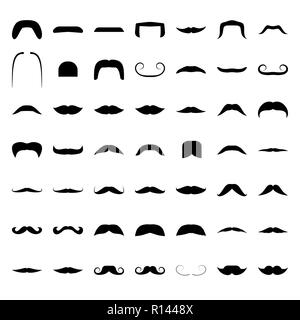 Grand ensemble de fausses moustaches d'icônes. Gentleman et moustaches hipster collection Illustration de Vecteur