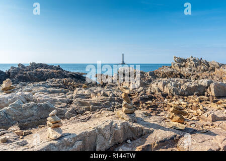 En face de Cairns, phare de Goury le cap de la Hague, Manche, France Banque D'Images