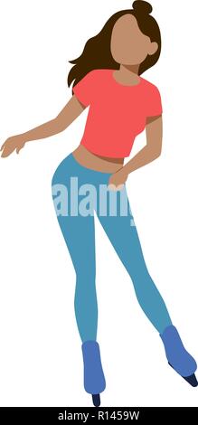 Vector illustration of a Girl sur patins à Illustration de Vecteur