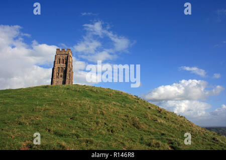 St Michael's Tower, Tor de Glastonbury, Somerset, UK Banque D'Images