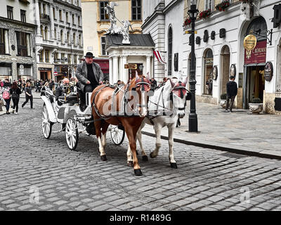 Vienne, Autriche - 1 novembre 2018 - une balade en calèche en passant à l'intérieur de la Hofburg. Les gens visitent le palais Banque D'Images