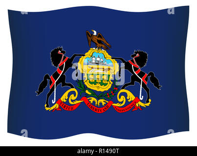 Drapeau de l'état de Pennsylvanie, USA dans le vent Banque D'Images