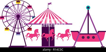 Grande roue et carrousel fête pirate bateau carnival vector illustration Illustration de Vecteur