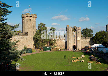 Le Château de Warwick Gatehouse vu de l'arrière-cour centrale. Warwick Banque D'Images