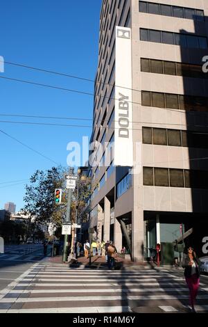 Les Laboratoires Dolby siège sur Market Street à San Francisco, Californie, USA. Banque D'Images