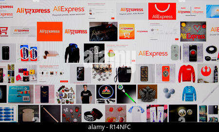 Poltavskaya village, Russie - Février 19, 2017 : Photo de l'écran qui montre les résultats de recherche pour les photos aliexpress logo. Banque D'Images