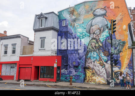 L'Art de la rue, quartier Plateau Mont Royal, Montréal Canada Banque D'Images