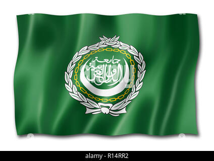 Drapeau de la Ligue arabe, le rendu en trois dimensions, isolated on white Banque D'Images