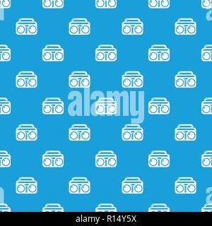 Boombox Vintage bleu transparente vector pattern Illustration de Vecteur