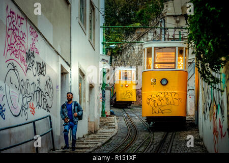 Standseilbahn Ascensor do Lavra, Lisboa, Portugal Banque D'Images