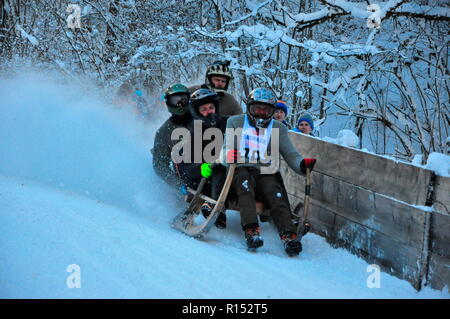 Course de luge de corne, de Werdenfels, Bavière, Allemagne Banque D'Images