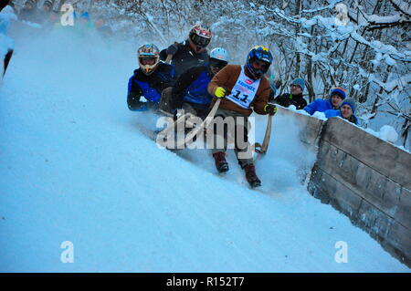 Course de luge de corne, de Werdenfels, Bavière, Allemagne Banque D'Images