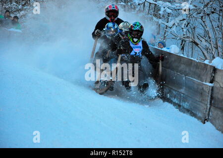 Course de luge de corne, de Werdenfels, Bavière, Allemagne Banque D'Images