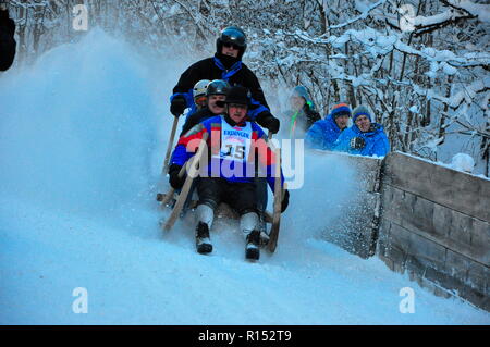 Course de luge de corne, de Werdenfels, Bavière, Allemagne Banque D'Images