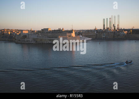 Vue depuis le siège de guerre de la Valette, Malte Banque D'Images