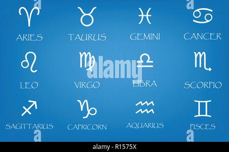 De nouveaux signes du zodiac icons set. Vector illustration simple de signes du zodiaque blanc icônes des web design Illustration de Vecteur