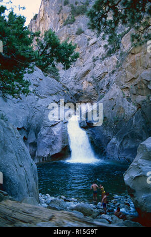 Les nageurs,Roaring River Falls,Kings Canyon National Park, Californie Banque D'Images