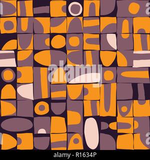 Seamless pattern design avec des formes géométriques et bâclée, répétez l'impression vintage fond blocs Illustration de Vecteur