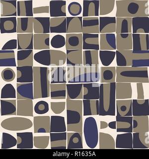 Seamless pattern design avec des formes géométriques et bâclée, répétez l'impression vintage fond blocs Illustration de Vecteur