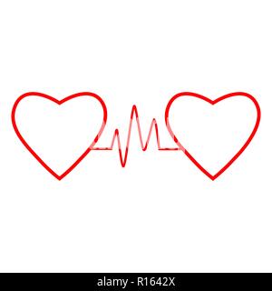 Cardio, cœur, battement de coeur icône. Illustration vectorielle, modèle plat. Illustration de Vecteur